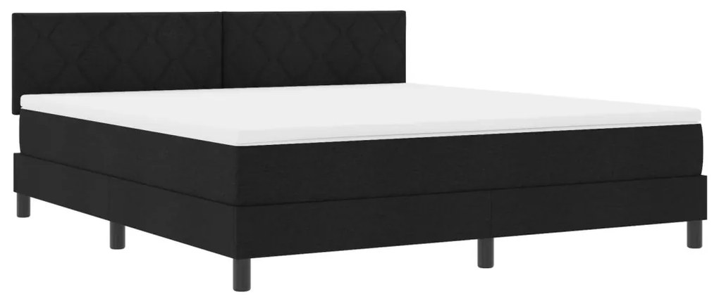 Box Spring Ágy Matraccal & LED Fekete 180x200 cm Szövet