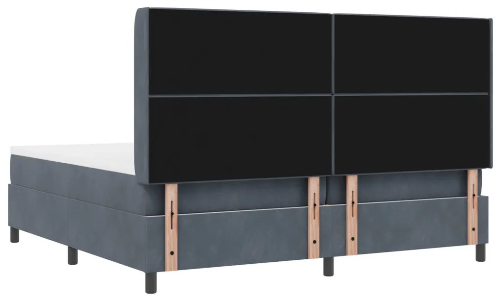 Boxspring Ágy Matraccal Sötétszürke 200x200 cm Bársonyos