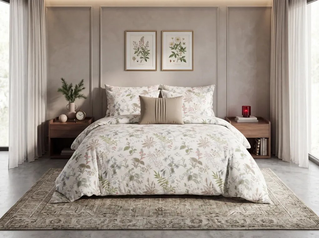 Renforcé pamut ágyneműhuzat FLORWELLA fehér Ágyneműhuzat mérete: 2 db 70 x 90 cm | 200 x 220 cm