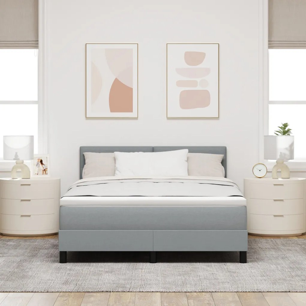 vidaXL Boxspring Ágy Matraccal Világosszürke 140x200 cm Szövet