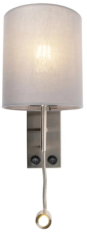 Okos fali lámpa acélból, szürke árnyékolóval, Wi-Fi-vel - Stacca