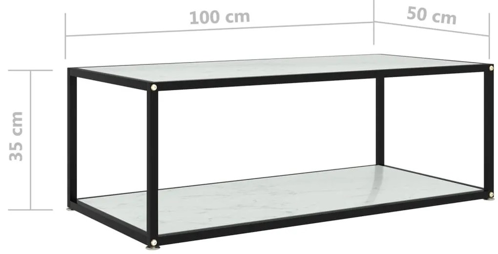Fehér edzett üveg dohányzóasztal 100 x 50 x 35 cm