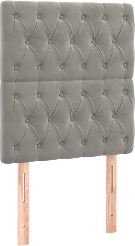 világosszürke bársony fejtámla 80x7x118/128 cm