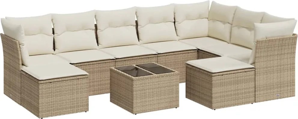 vidaXL 10 részes bézs polyrattan kerti ülőgarnitúra párnával