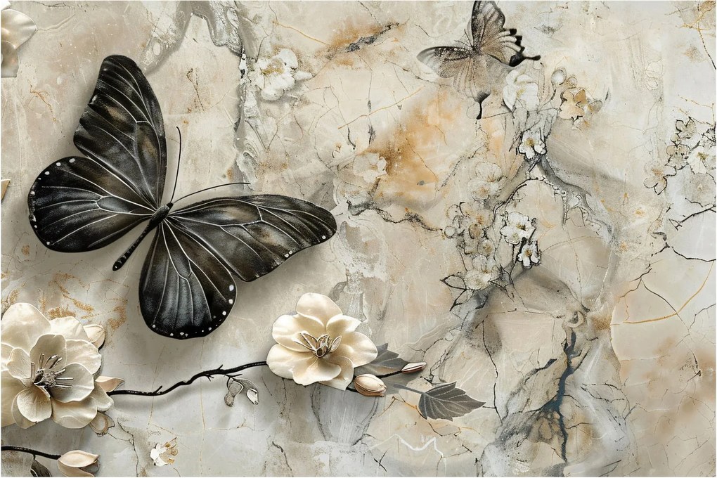 Kép - Márvány háttér pillangókkal (90x60 cm)