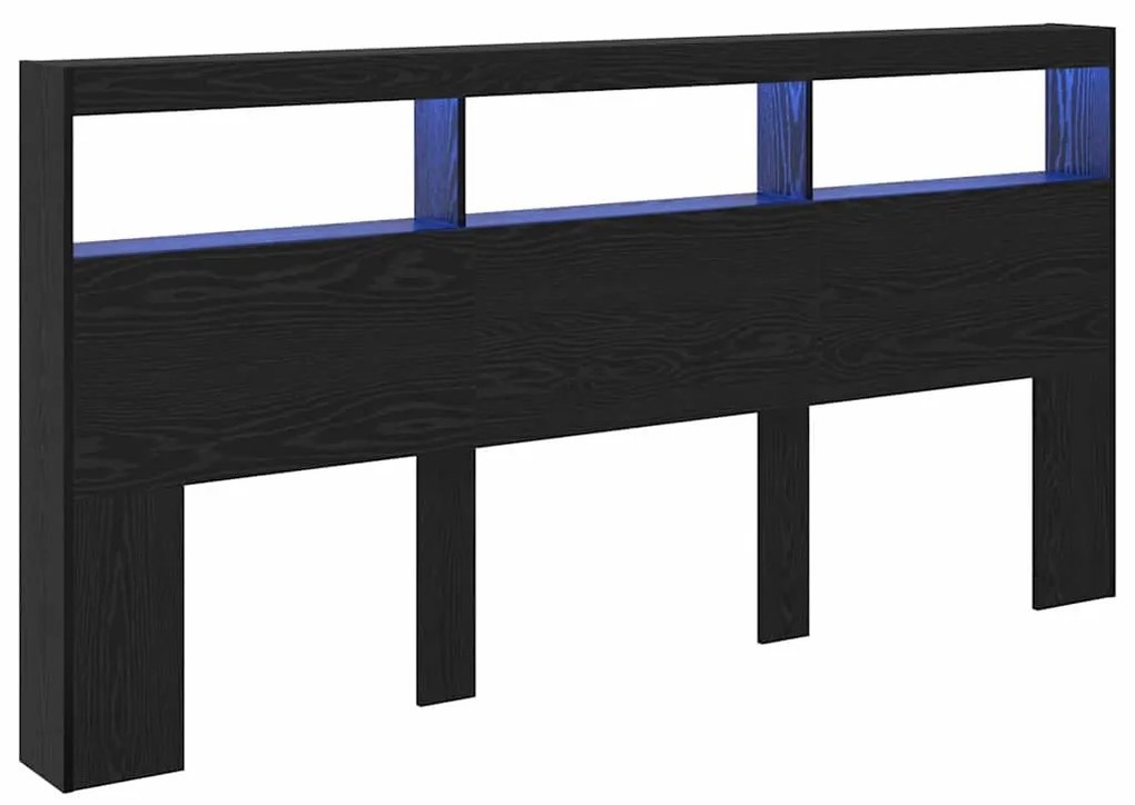 Fejtámla polcokkal Fekete tölgy 200 x 17 x 102 cm Faanyag