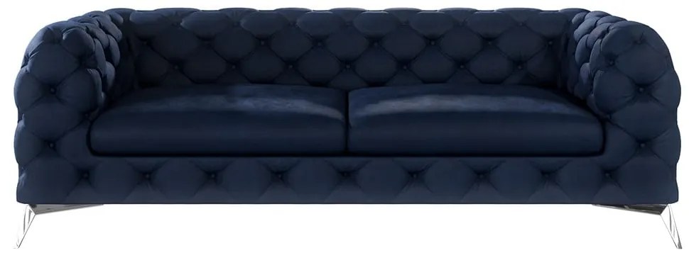 Sötétkék bársony kanapé 225 cm Chelsea – Ropez