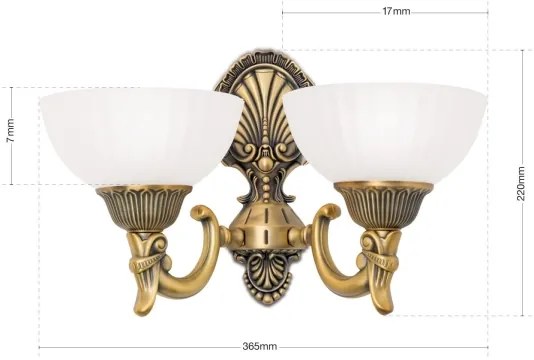 Orion WA 2-1201/2 - Fali lámpa ROCCA 2xE27/60W/230V bronz/fehér