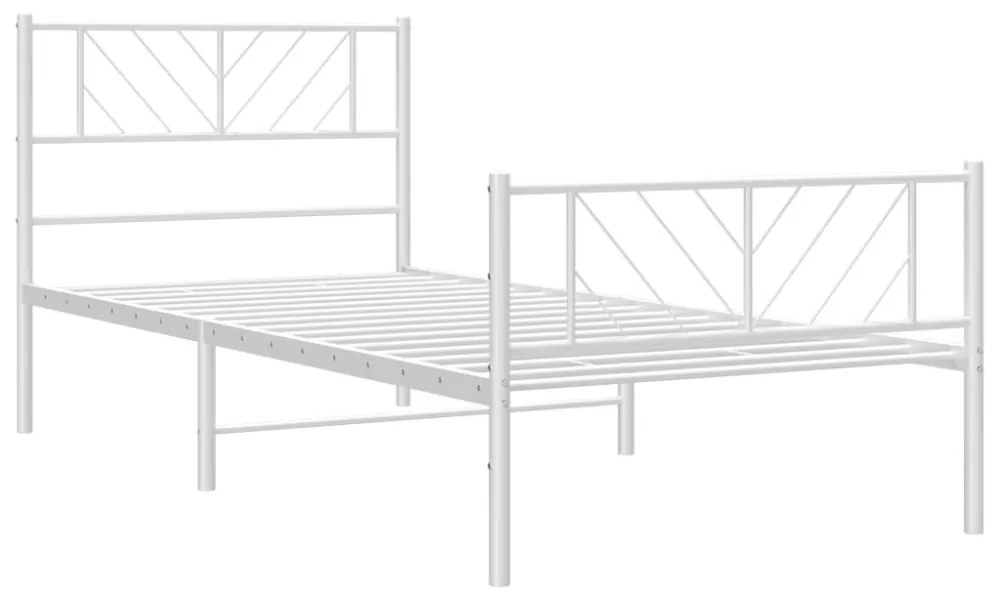 fehér fém ágykeret fej- és lábtámlával 75 x 190 cm