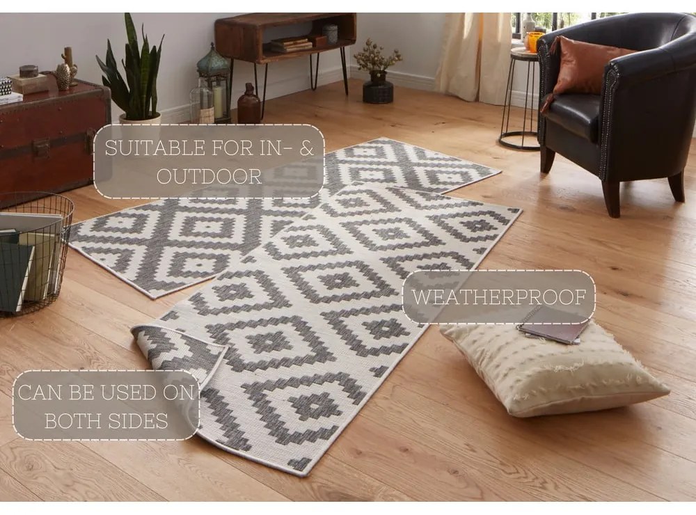 Malta szürke kültéri szőnyeg, 80 x 250 cm - NORTHRUGS
