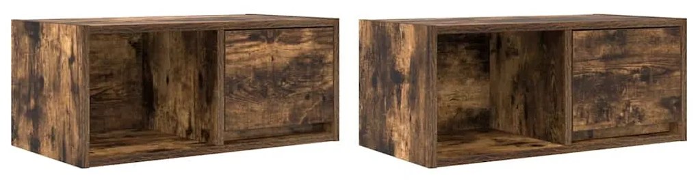 2 db füstös tölgy színű szerelt fa TV-szekrény 60x31x25,5 cm