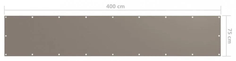 tópszínű oxford-szövet erkélynapellenző 75 x 400 cm