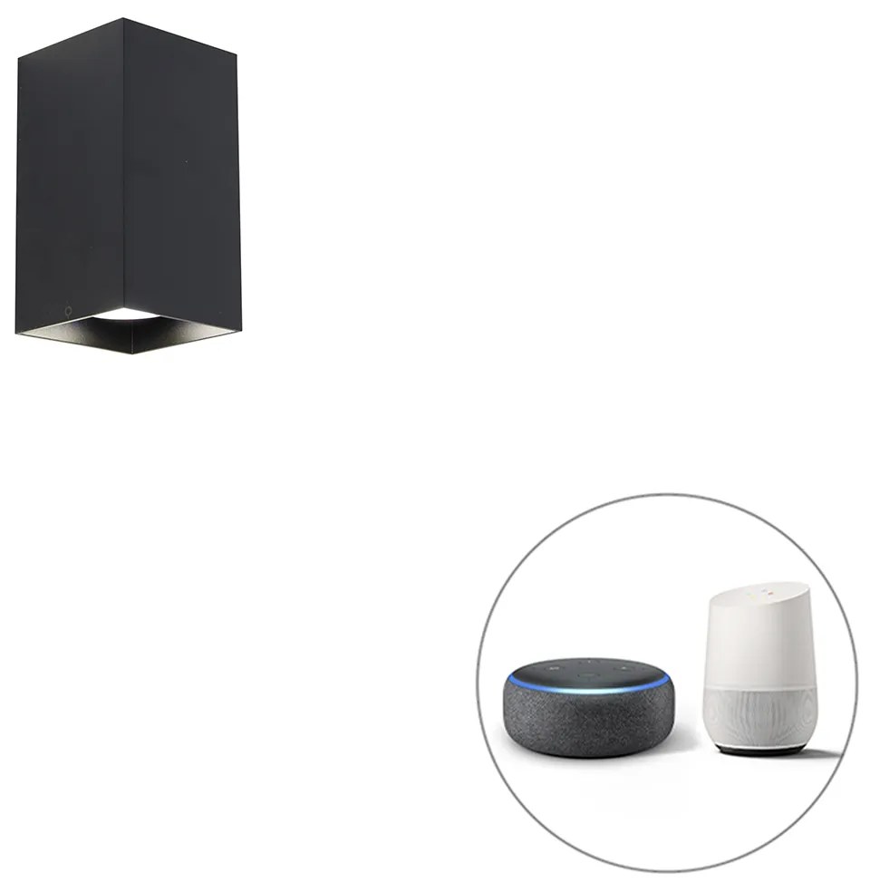 Okos négyzet alakú fali lámpa fekete, Wi-Fi-vel, GU10 - Sabbir