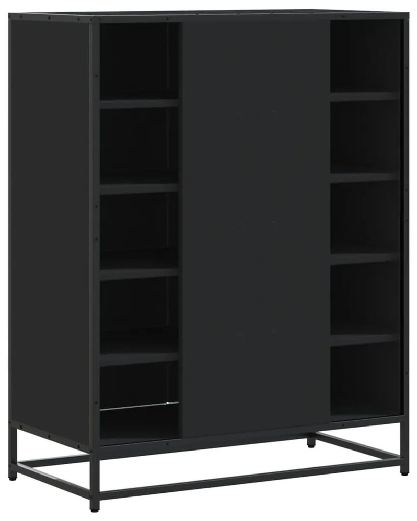 vidaXL fekete szerelt fa és fém cipőszekrény 75 x 38 x 97,5 cm