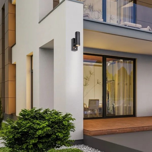 Rabalux 8835 - Kültéri fali lámpa érzékelős MADRID 2xGU10/10W/230V IP44 fekete