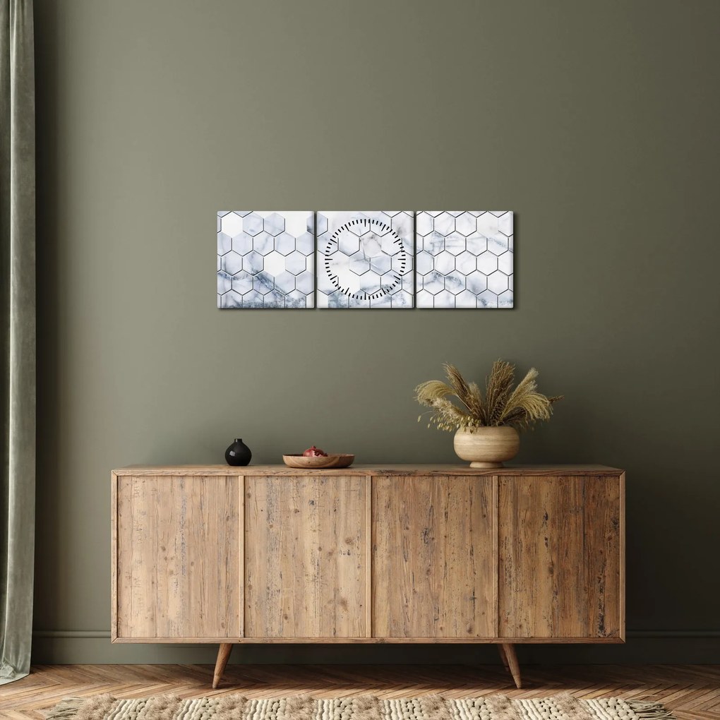 Kép - Márványozott hatszög (órával) (90x30 cm)