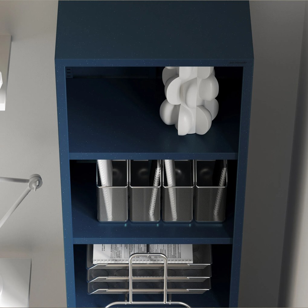 Könyvespolc MARIO, 500 x 1800 x 350 mm, Modern: sötétkék