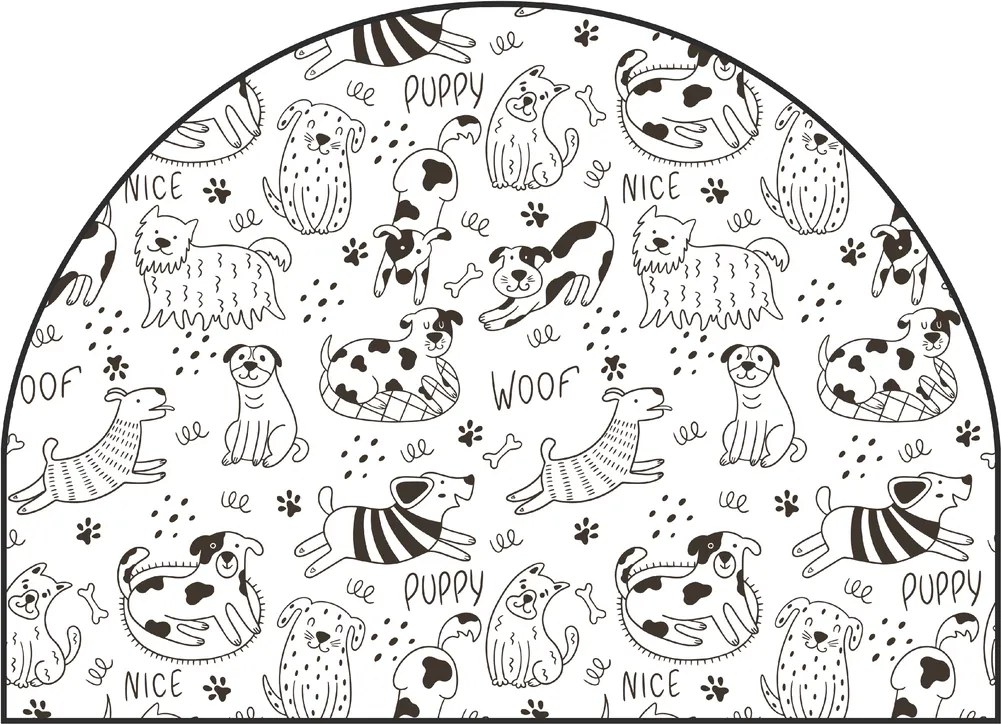 PIPPER. Védő textil falmatrica – Ív – Vidám kutyák Méret: 120x96cm, Indíték: névvel