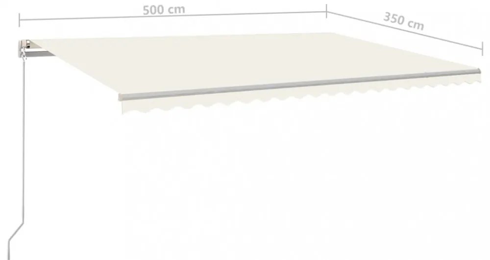 krémszínű kézzel kihúzható LED-es napellenző 500x350 cm
