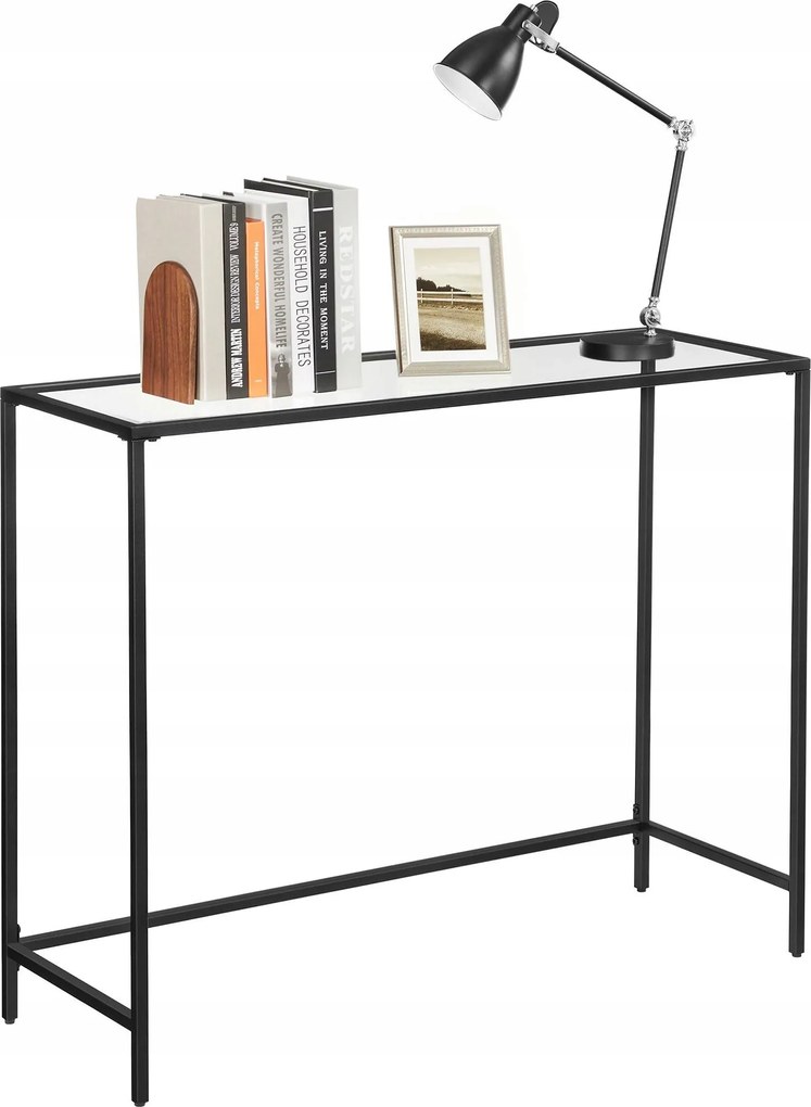 Konzol Ipari Stílus Loft Fém Üveg Fekete 100 x 80 x 35cm
