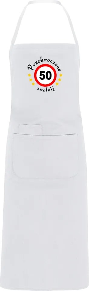 Konyhai kötény hímzéssel ajándék 50. születésnapra 50-es hímzés