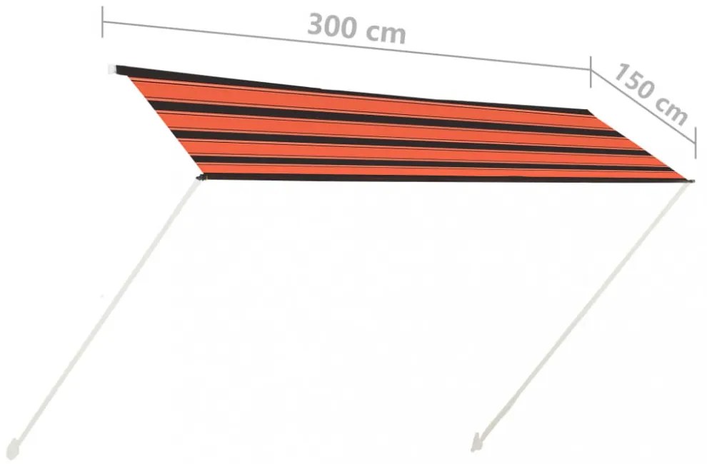 narancssárga és barna feltekerhető napellenző 300 x 150 cm
