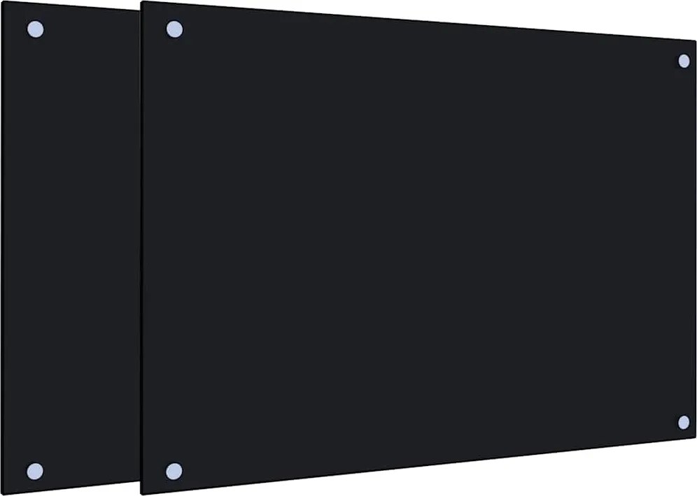 vidaXL 2 db fekete edzett üveg konyhai falburkoló 70 x 50 cm