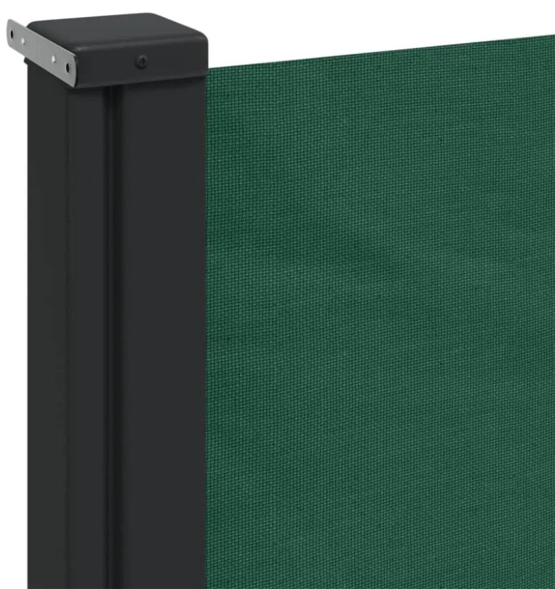 sötétzöld behúzható oldalsó napellenző 140 x 600 cm