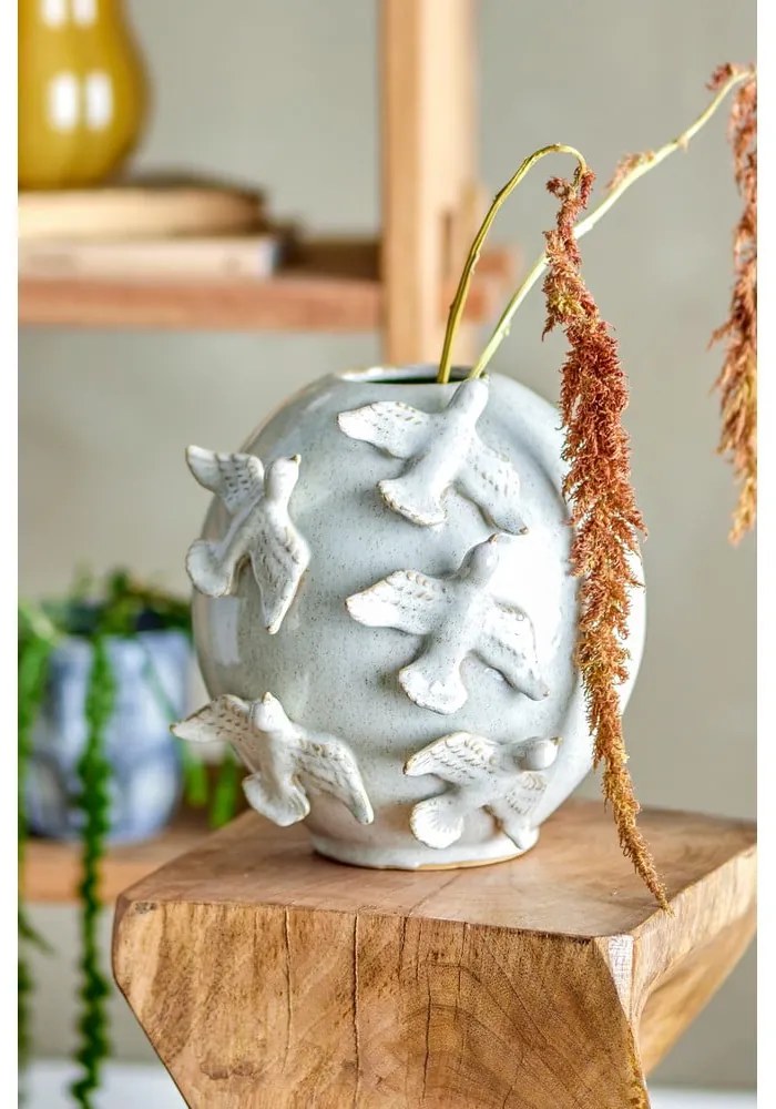 Krémszínű agyagkerámia váza (magasság 25 cm) Abira – Bloomingville