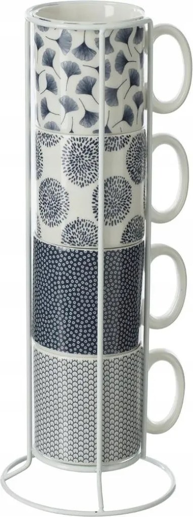 Porcelán Bögre Szett Állványon 260 ml x 4