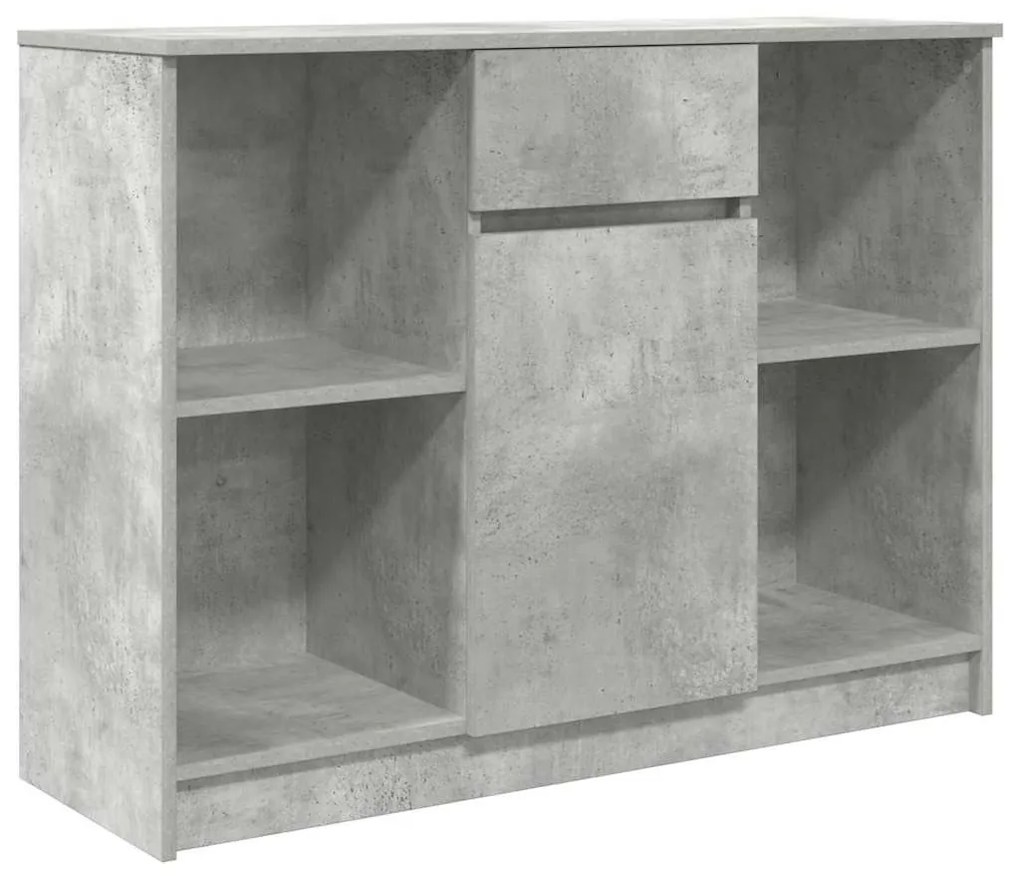 betonszürke szerelt fa tálalószekrény fiókos 101x35x76 cm