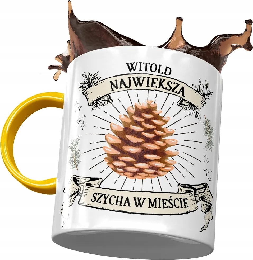 Sárga Bögre Witold Férj Kollégának Ajándék Nyomtatott Fotóval