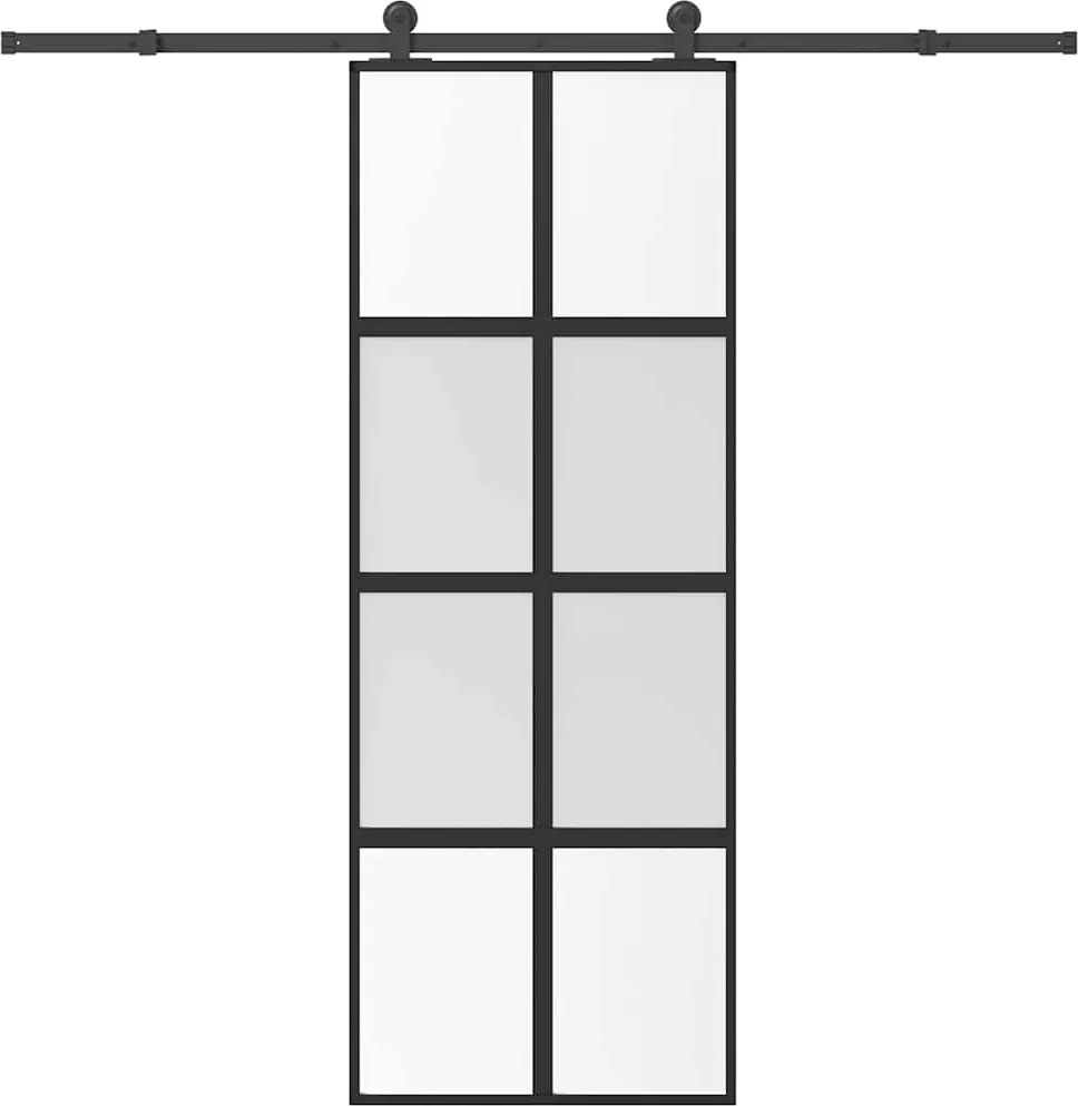 vidaXL tolóajtó vasalatokkal 76x205 cm edzett üveg&Alumínium