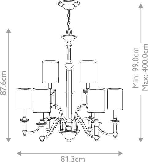 Hinkley HK-SUSSEX9 - Láncos csillár SUSSEX 9xE14/40W/230V matt króm
