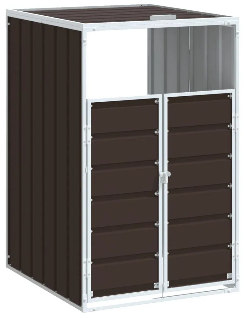 barna acél kerekes szemetes tároló 1 szemeteskukához 72 x 81 x 115 cm