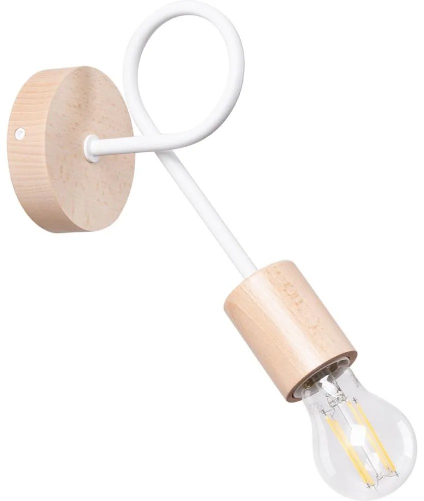 Sollux SL.1473 - Fali lámpa EMBER 1xE27/15W/230V fehér/bézs/bükkfa
