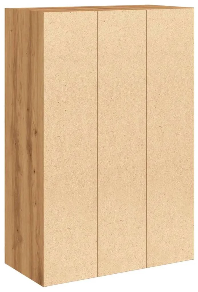 kézműves tölgy színű szerelt fa könyvespolc 60,5 x 30 x 90 cm