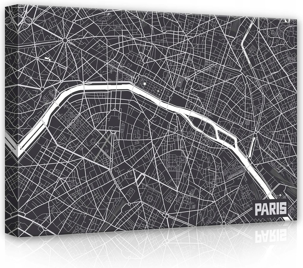 Vászonkép 70x50 Párizs térkép Párizs város minimalizmus geometria Franciaország utazás