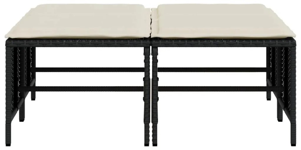 4 db fekete polyrattan kerti szék párnákkal