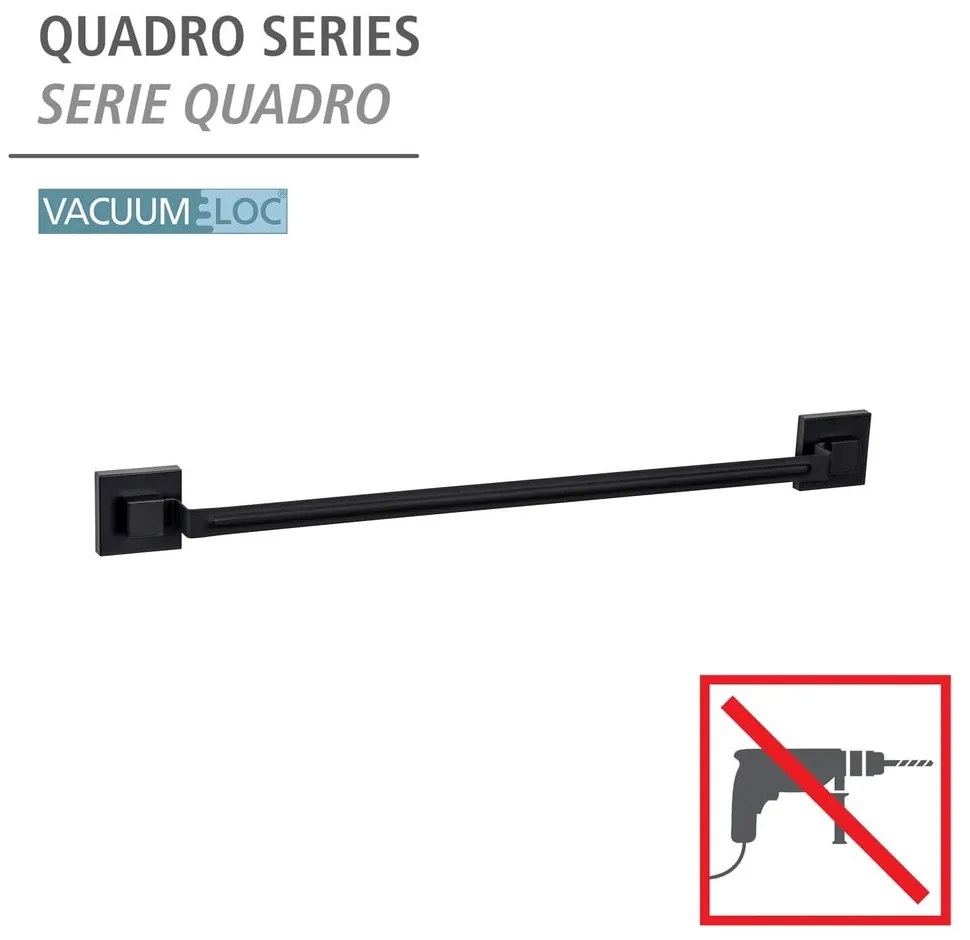 Fekete öntapadós rozsdamentes acél törölközőtartó Quadro – Wenko