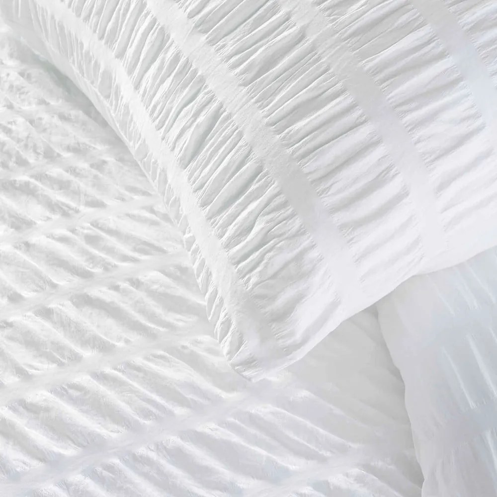 Fehér egyszemélyes krepp ágyneműhuzat 140x200 cm Plissia – douceur d'intérieur