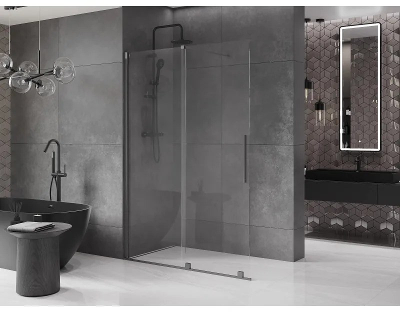 Mexen Velar, tolóajtó a nyílásba Walk-In típusú 150 cm, 8 mm átlátszó üveg, grafit matt, 871-150-000-03-66