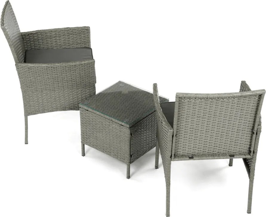 Kerti bútor szett 1+2, polyrattan, szürke, AZS-A1102 GREY