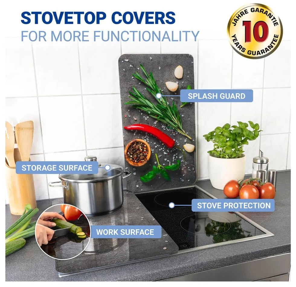 Edzett üveg tűzhely fedőlap szett 2 db-os 52x30 cm Rosemary – Maximex