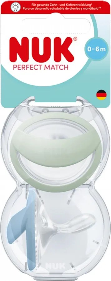 Baba cumi NUK Perfect Match 0-6m 2 db green/blue, vel. 0-6 h
