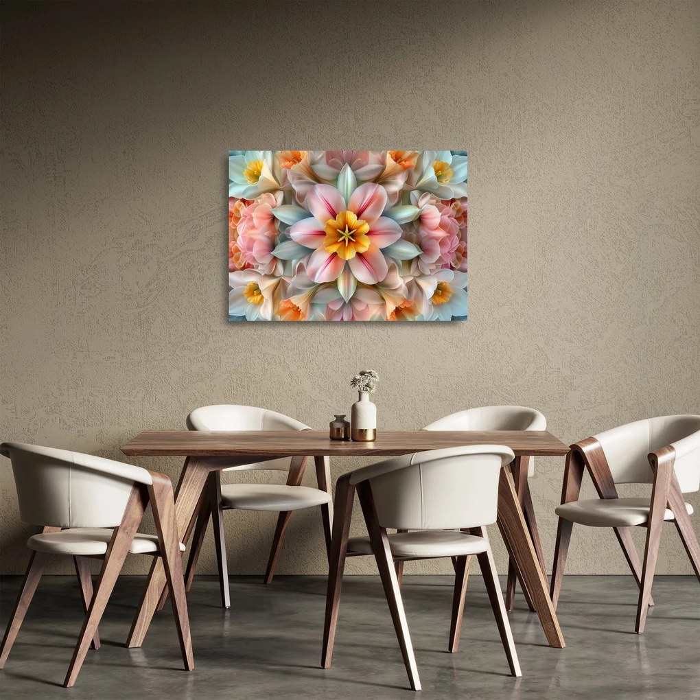 Üveg kép - Kaleidoszkópos virág (70x50 cm)