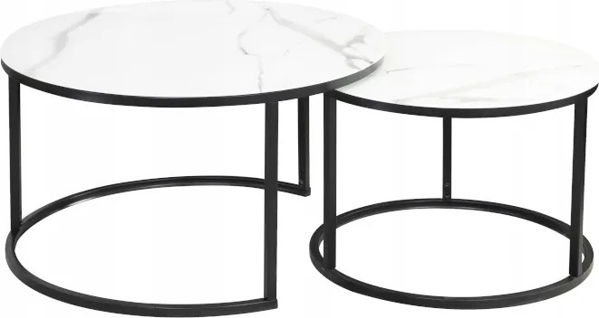 Atlanta C dohányzóasztal fehér márvány/fekete Sig szett