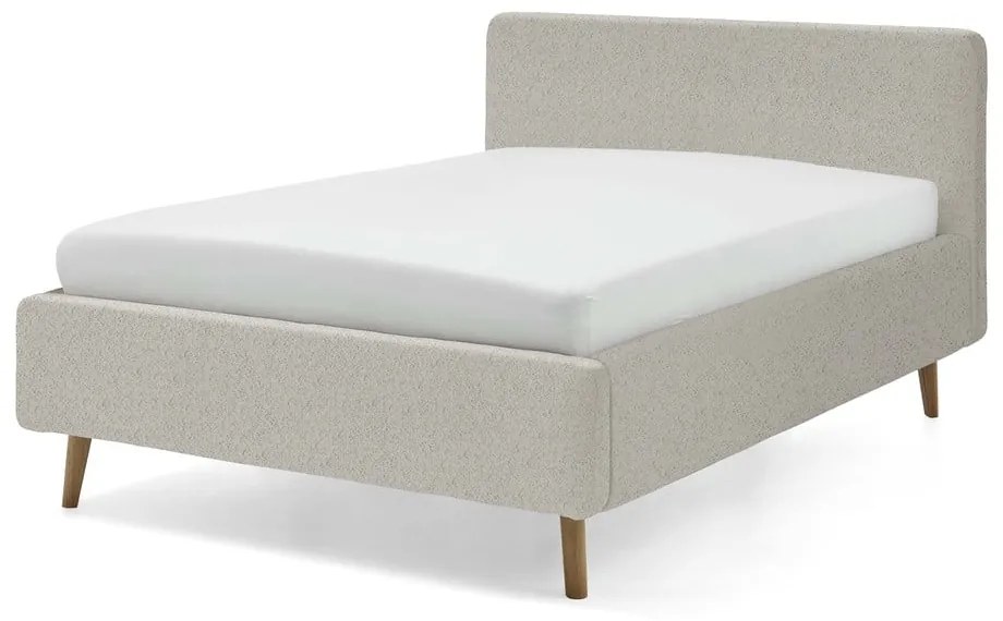 Bézs kárpitozott ágyneműtartós franciaágy ágyráccsal 140x200 cm Mattis – Meise Möbel