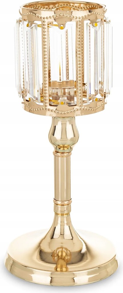 Gyertyatartó Fém Üveg Csillogó Dekoráció