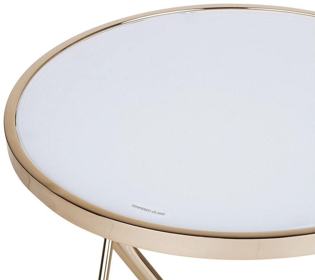 Stílusos Fehér És Arany Kisasztal ⌀ 50 cm MERIDIAN II Beliani